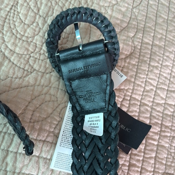 NEW🖤Banana Republic Black Braided Leather Belt Women's XXL - Picture 2 of 7